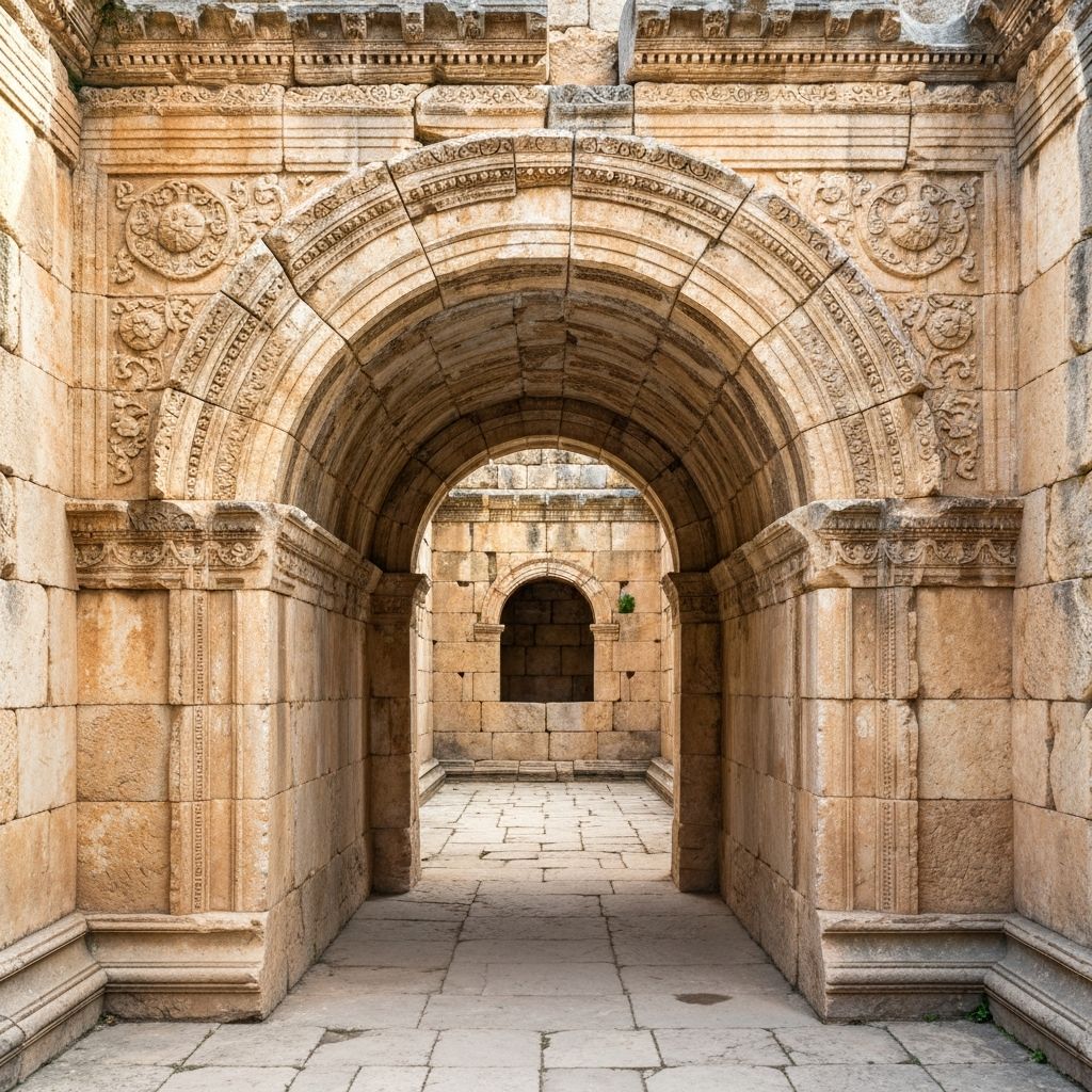 Cistern entrance with arched opening